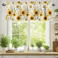 thumbnail image 2 of Vintage Watercolor Valances for Windows, 60 x 18in, Sunflowers Yellow Green Leaf Country Rod Pocket Kitchen Valance Curtain Light Filtering Window Treatments for Living Room Bedroom, 1 Panel, 2 of 7