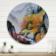thumbnail image 2 of Designart 'VIbrant Mountain Landscape With Little House' Traditional Circle Metal Wall Art 11x11 - Disc of 11, 2 of 5