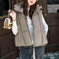 thumbnail image 6 of Hvyesh Cropped Puffer Vest Women Lightweight Quilted Stand Collar Sleeveless Jackets Fall Winter Zip Up Padded Coat with Hood Khaki M, 6 of 6