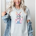 thumbnail image 2 of Moonlight Apparel Cool Easter Bunny Graphic T-Shirt for Women Bubblegum Bunny in Sunglasses & Pink Jacket Trendy Spring Tee Funny Heather Cotton Easter Top, 2 of 5