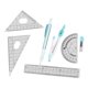 thumbnail image 2 of Juego de reglas de herramientas de geometría matemática, regla recta, regla triangular, transportador, brújula, de lápiz, lápiz para útiles Macarena Regla de geometría matemática, 2 of 7