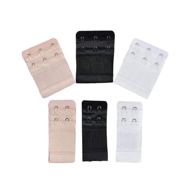BH Verlängerung Bra Extender Erweiterung Correa Elastisch Band Weich Gurt 2 Reihen x 3 Haken, 2 Reihen x 2 Haken (Schwarz,Weiß,Hautfarbe) Zhivalor LN-0072