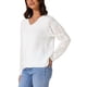 thumbnail image 4 of Suéteres de mujer INSPIRE CHIC de cuello en V, tejido de punto, con calados, de manga larga, suéter pulóver XL blanco, 4 of 6