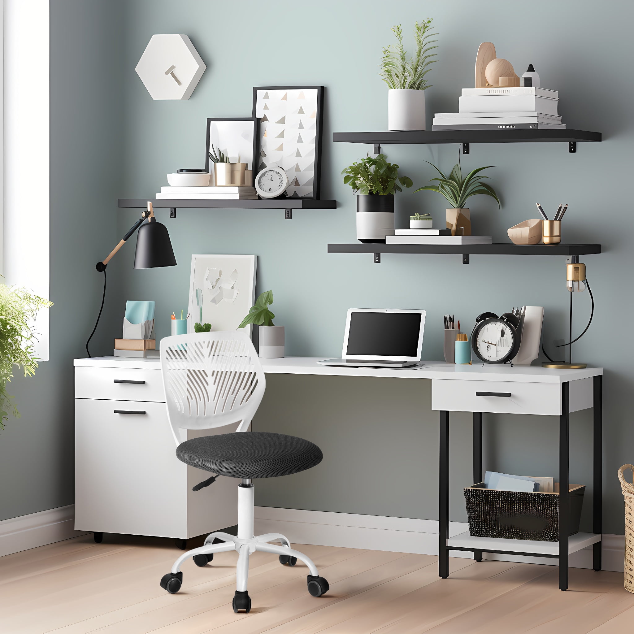 Homy Casa Desk Chair with Height Adjustable, 360° Swivel, Study Chair for Teen & Kids, Grey