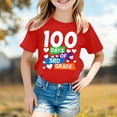 thumbnail image 2 of XAOFW Girl's T-Shirts 100 Days Of School Graphic Short Sleeve Crewneck T Shirt Playwear Fashionable Tee Shirt Club Party Soft Breathable Tops, 2 of 4