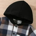 thumbnail image 5 of SILVERCELL Toddler Boys Girls Fall Winter Outfits Flannel Lattice Button Down Long Sleeve Hoodied Tops Solid Color Pants, 5 of 10