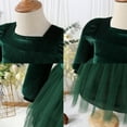 thumbnail image 4 of IDOPIP Infant Velvet Dresses Baby Girl Long-sleeved Dress Autumn and Winter Tutu Dress 12-18M Green, 4 of 8