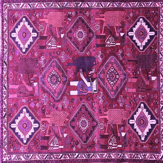 Ahgly Company Indoor Square Persian Purple Traditional Area Rugs, 8' Square