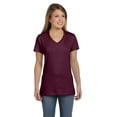 thumbnail image 3 of Hanes Womens Nano-T V-Neck T-Shirt, S, Maroon, 3 of 3