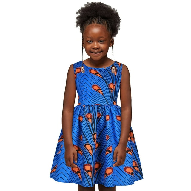 Robes pour Filles - Tenue Traditionnelle Dashiki Sans Manches à Col Rond pour Tout-Petits, Style Africain, Robes Ankara et Mignon Vêtement de Tous les Jours