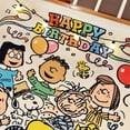 thumbnail image 5 of Tapiz de tela con fondo de feliz cumpleaños de Snoopy, Charlie Brown, decoración de fiesta kawaii, decoración de habitación, recuerdo de un año, 5 of 5