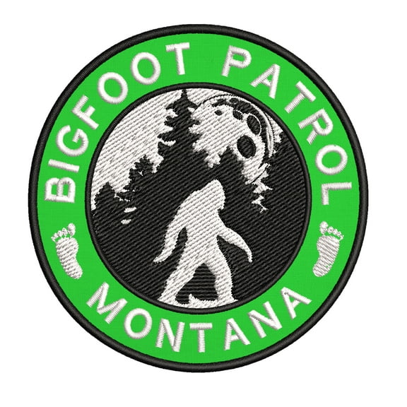 USA Montana Bigfoot Patrol! Cryptid Sasquatch Watch! 3.5 Inch Iron Or Sew On Embroidered Fabric Badge Patch Unexplained Mysteries Iconic Series
