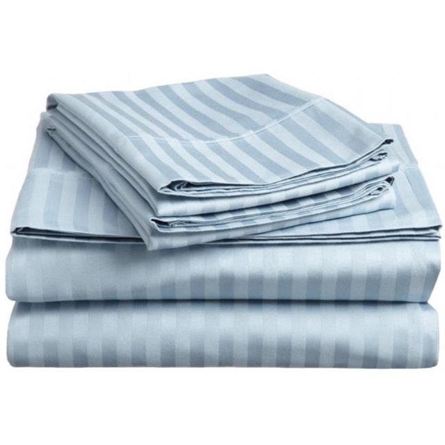 400 Thread Count Egyptian Cotton Split King Sheet Set Stripe Light Blue