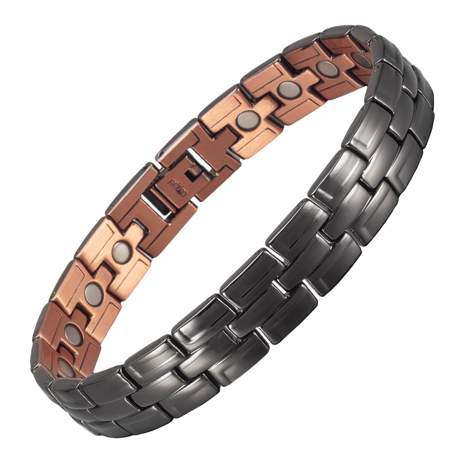Wollet Copper Magnetic Bracelets Rings for Men, Gift for Dad Grandfather, 8.6 inches Adjustable