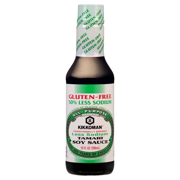 Kikkoman 50 Less Sodium GF Tamari Soy Sauce, 10 Oz (Pack of 6