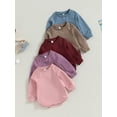 thumbnail image 3 of JYYYBF Infant Baby Girl Boy Sweatshirt Romper Solid Color Crewneck Sweater Jumpsuit Long Sleeve Bodysuit Tops, 3 of 6