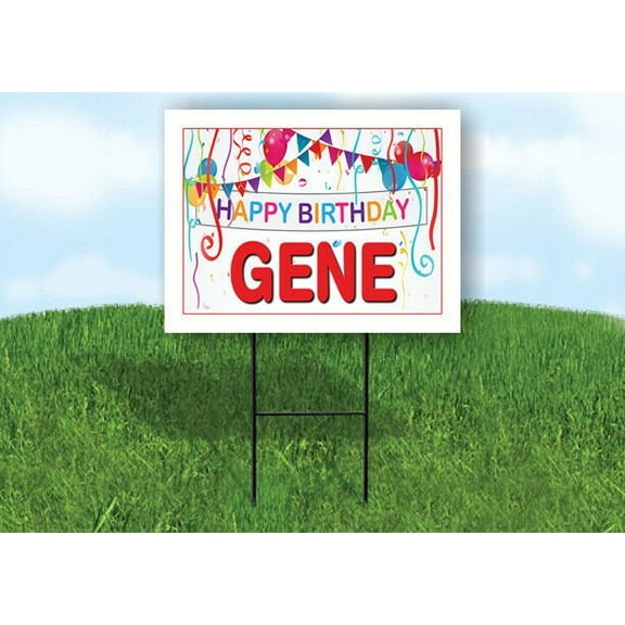 GENE HAPPY BIRTHDAY BALLOONS 18 in x 24 in Yard Sign Road Sign with Stand