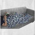 thumbnail image 6 of Abstract Soft Flannel Fleece Throw Blanket, Ornamental Floral Pattern Antique Damask Flowers Curvy Repeating Tile Design, Cozy Plush for Indoor and Outdoor Use, 70" x 90", Blue White, by Ambesonne, 6 of 6