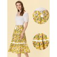 thumbnail image 2 of INSPIRE CHIC Falda Midi De Verano Con Cintura Elástica Y Cordón Con Inserción De Encaje Floral Bohemio Para Mujer Amarillo M, 2 of 4