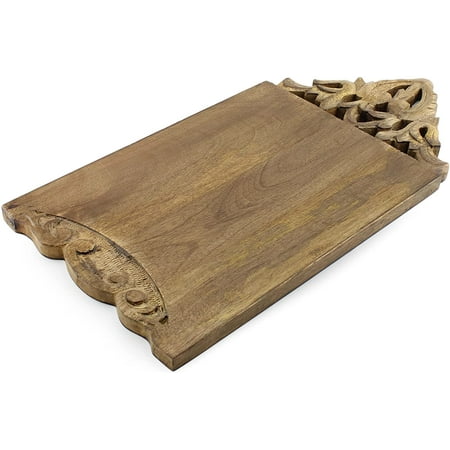 

SAM + Ollie Hand Carved Decorative Artisan Wood Cutting Board Cheese Charcuterie Board Serving Tray