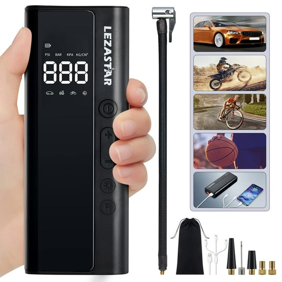 Tire Inflator Portable Air Compressor for Car,150 PSI/8000mAh Power Battery Pack with Cordless Car Air Pump, Mini Tire Pump & LED Display for Car/Motor/Bike/Ball/Swim Ring