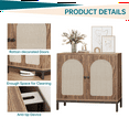 thumbnail image 3 of Rattan Sideboard Buffet Cabinet, Kitchen Storage Cabinet with Adjustable Shelf for Living Room, Hallway, Dark Brown, 3 of 8