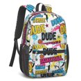 thumbnail image 2 of Basketball and Graffiti White Pattern 17" Waterproof Oxford School Backpacks for Teens, S-Shape Padded Straps, for School, Travel, Hiking, Camping, 2 of 4