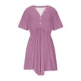 thumbnail image 4 of WRKEKC Liquidation d'Été! Robes d'Été pour Femmes 2025, Robes Décontractées pour Femmes, Robe d'Été Décontractée Col en V Manches Courtes Robes à Cordon avec Poches, 4 of 8