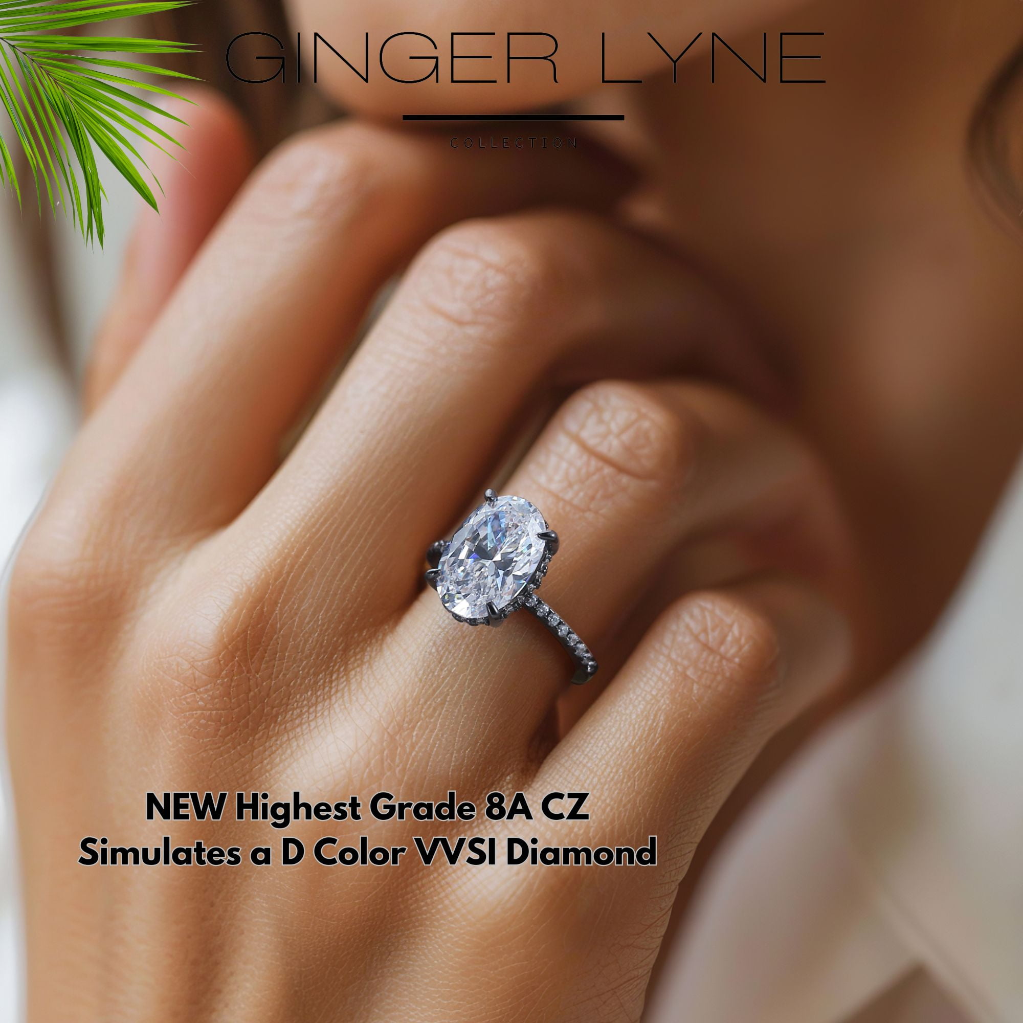 Solitaire 3 Ct Oval Engagement Ring for Women Sterling Silver CZ Ginger Lyne Collection Size 6