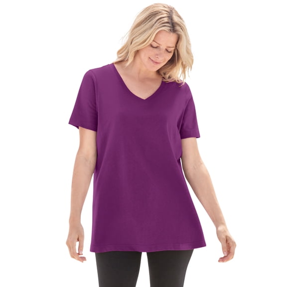 Woman Within Plus Size Petite Perfect Short-Sleeve V-Neck Tee