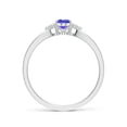 thumbnail image 2 of ANGARA Natural Oval Tanzanite Split Shank Ring with Trio Diamonds in 14K White Gold for Women (Size-6x4mm) | December Birthstone, Anniversary, Jewelry Gift for Women | Natural Tanzanite Ring, 2 of 8