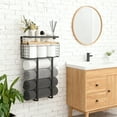 thumbnail image 3 of Yucurem Towel Racks for Bathroom, Metal Towel Storage Holder for Roll Towels, Wall Mounted Towel Organizer with Storage Basket and Wooden Shelf for Small Spaces, 3 of 6