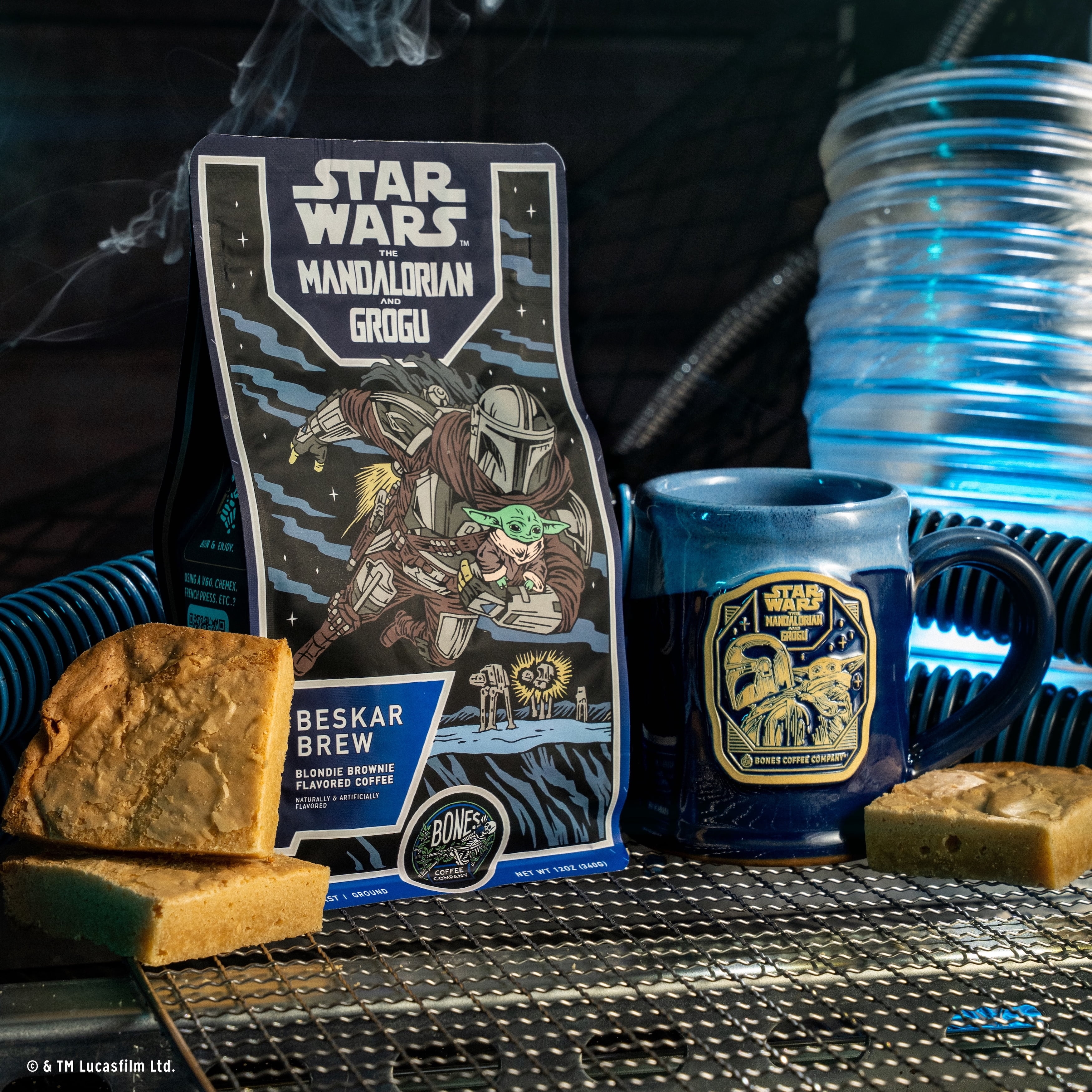 Bones Coffee Beskar Brew Blondie Brownie Flavored Medium Roast Ground Coffee Star Wars Mandalorian & Grogu, 12 oz Bag