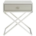 thumbnail image 3 of Posh Living Brianna 1-Drawer Nightstand with X-Metal Legs in Gray/Chrome, 3 of 8
