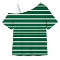 thumbnail image 5 of HAiming Girls Tops off the Shoulder Short Sleeve Striped Color Block T Shirts Loose Casual Fashion Tee Summer Vacation Workout Blouses, 5 of 9