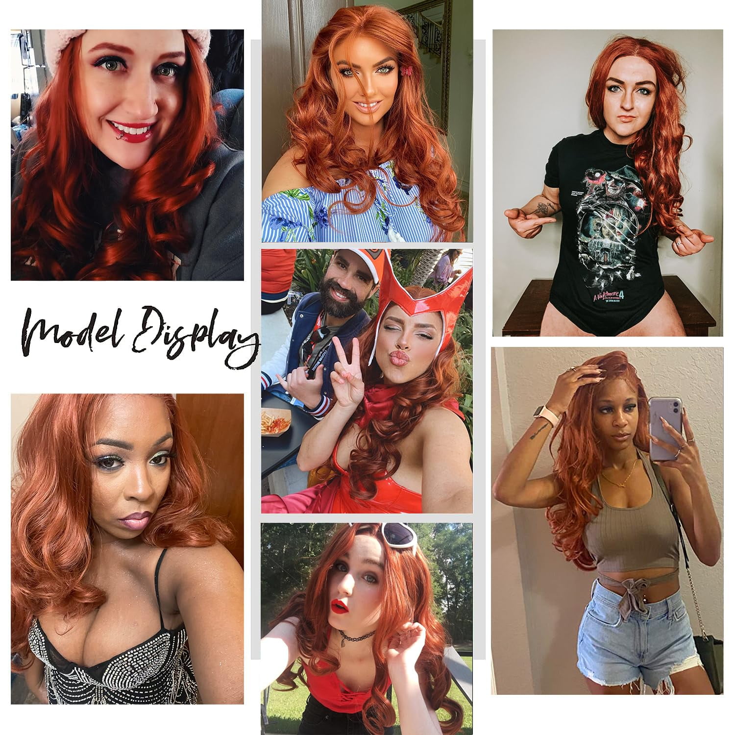 SUCS Long Copper Red Synthetic Lace Front Wig Heat Resistant Body Wave Lace Front Wavy Wigs Free Part Natural Hair Wig for Women 24 Inch Fashion Glueless (24 Inch, Copper Red)