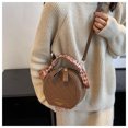 thumbnail image 5 of JM Bolso redondo pequeño portátil de diseño popular para mujeres en otoño e invierno, moderno y versátil, popular bolso de mensajero de un solo hombro ER, 5 of 5
