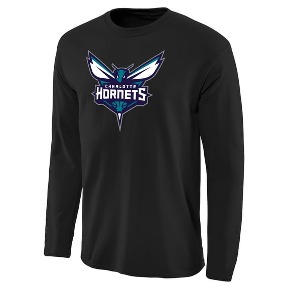 Men's Black Charlotte Hornets Primary Logo Long Sleeve T-Shirt