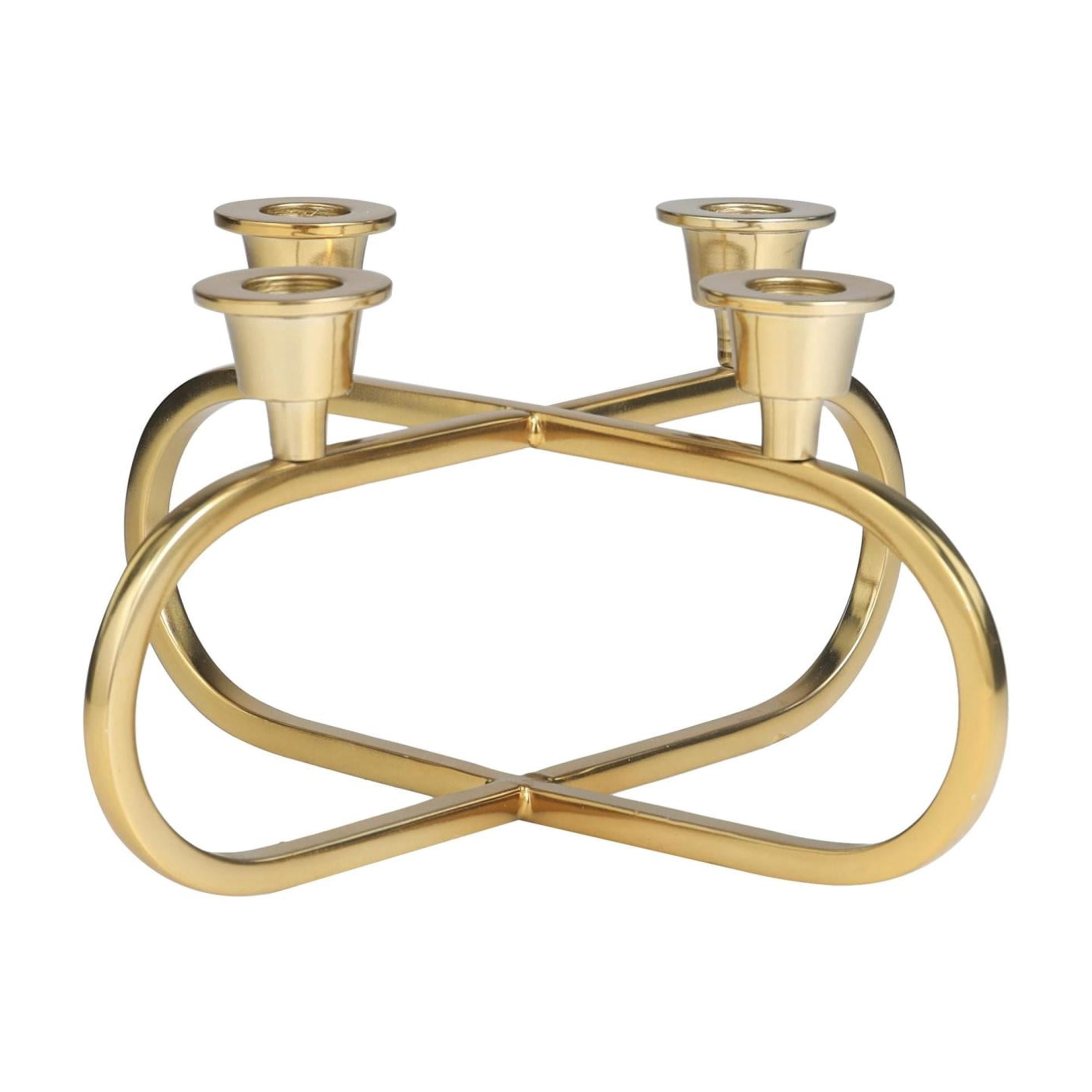 CosmoLiving by Cosmopolitan 4 Holder Gold Stainless Steel Metal Geometric Overlapping Oval Candelabra