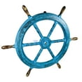 thumbnail image 6 of Nagina International Nautical Wood Hand Crafted Antique Frozen Blue Captain's Maritime Decorative Ship Wheel - Home Decor - Pirate Nursery Gift (18 Inches), 6 of 6