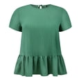 thumbnail image 4 of DARING DIVA Women's Plus Babydoll Tops Crew Neck Blouses 1X Green, 4 of 6