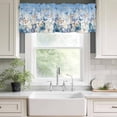 thumbnail image 3 of Blue Ombre Butterfly Rod Pocket Curtain Valance, Pastoral Farmhouse Butterflies Farmhouse Window Valance for Living Room, Bedroom, Kitchen 54"W x 18"L, 3 of 9