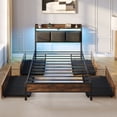 thumbnail image 7 of Greenstell Twin Size Bed Frame with Storage Headboard, LED Lights, Charging Station, 4 Drawers, Heavy-Duty Metal Platform Bed with USB & Type-C Ports,Rustic Brown, 7 of 7