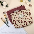 thumbnail image 7 of Unique Bargains Floral Makeup Bag Zipper Flower Cosmetic Pouch Beige, 7 of 7
