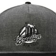 thumbnail image 3 of DALIX Retro Brooklyn Hat Flat Bill Snapback Embroidered Baseball Cap in Black Dark Gray, 3 of 6