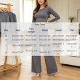 thumbnail image 3 of Kyntgho Women's Cotton 2 Piece Lounge Set, Long Sleeve Crew Neck Crop Top and Cropped Wide Leg Pants, Casual Matching Outfit, 3 of 6