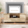 thumbnail image 3 of Rattan TV Stand for Living Room, Entertainment Center with Side Storage, TV Stand with Open Shelf, Large Wood Media Console Furniture for 70 Inch TV, 3 of 7