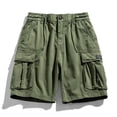 thumbnail image 2 of Men's Cargo Shorts Running Shorts Multiple Utility Pockets Elastic Waist Cotton Hiking Shorts Green,XL, 2 of 5