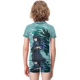 thumbnail image 3 of Demon Slayer Muichiro Tokito Boys 2-Piece Swimsuit Set, Short Sleeve Rash Guard & Swim Trunks, 3 of 7