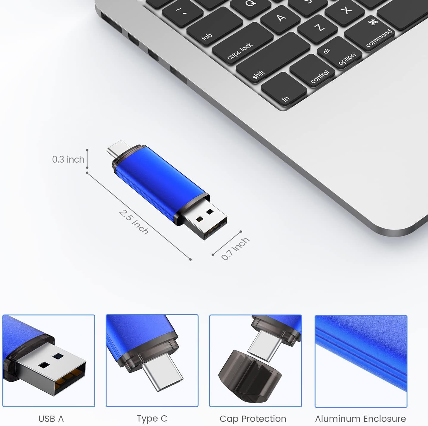 Aiibe 128GB 2 Pack USB C Flash Drives with Type C USB A Connector OTG Thumb Drive Metal Memory Stick Jump Drive for Smartphone PC Laptop